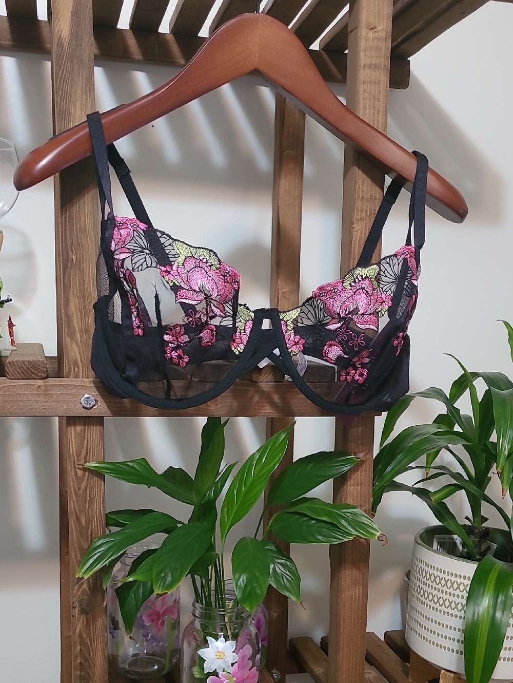 NWT Adore Me Embroidered Floral Sheer Bra